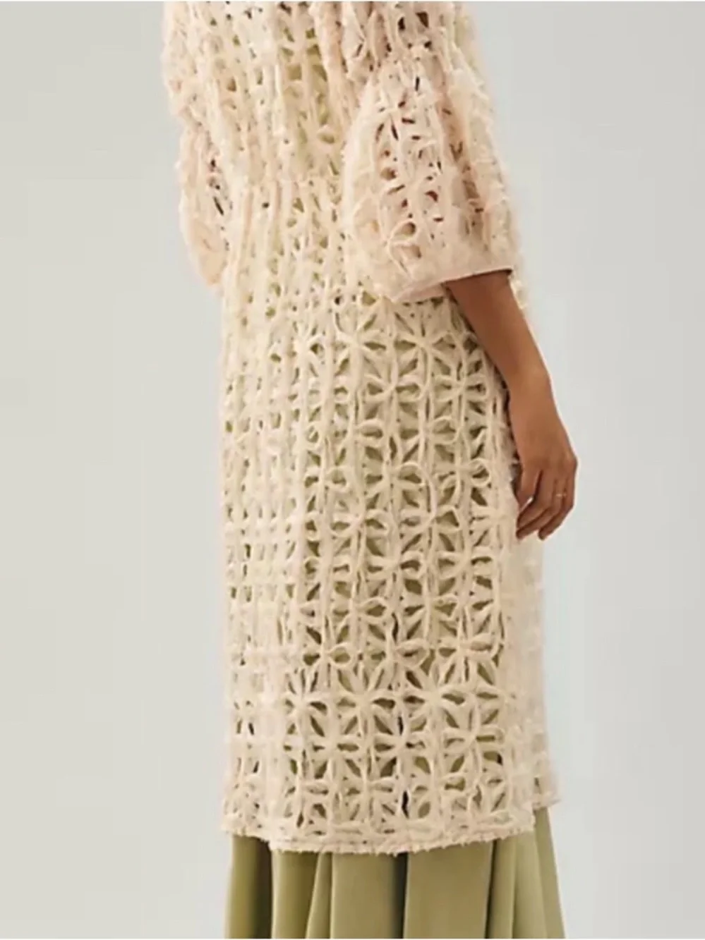 Anthropologie Maeve Cream Textured Cardigan One Size